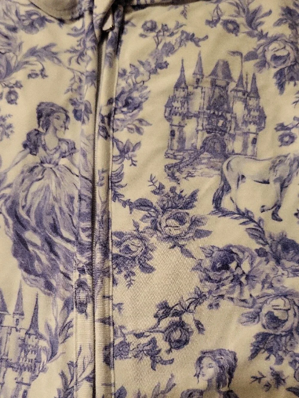 Posh Peanut White and Blue Floral Zip Footie Pajamas